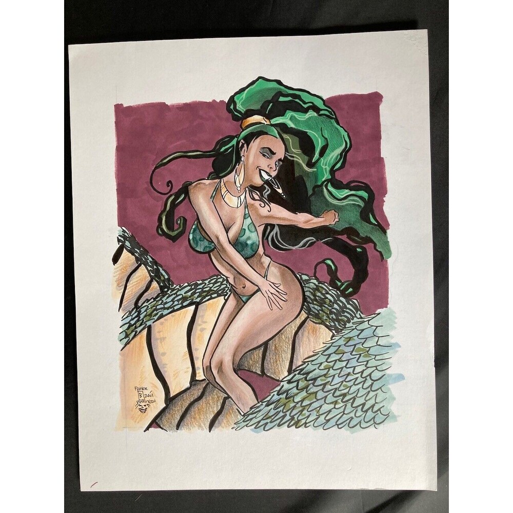Frankie B Washington, Original Art, Full Color, Dancing Girl, Medusa